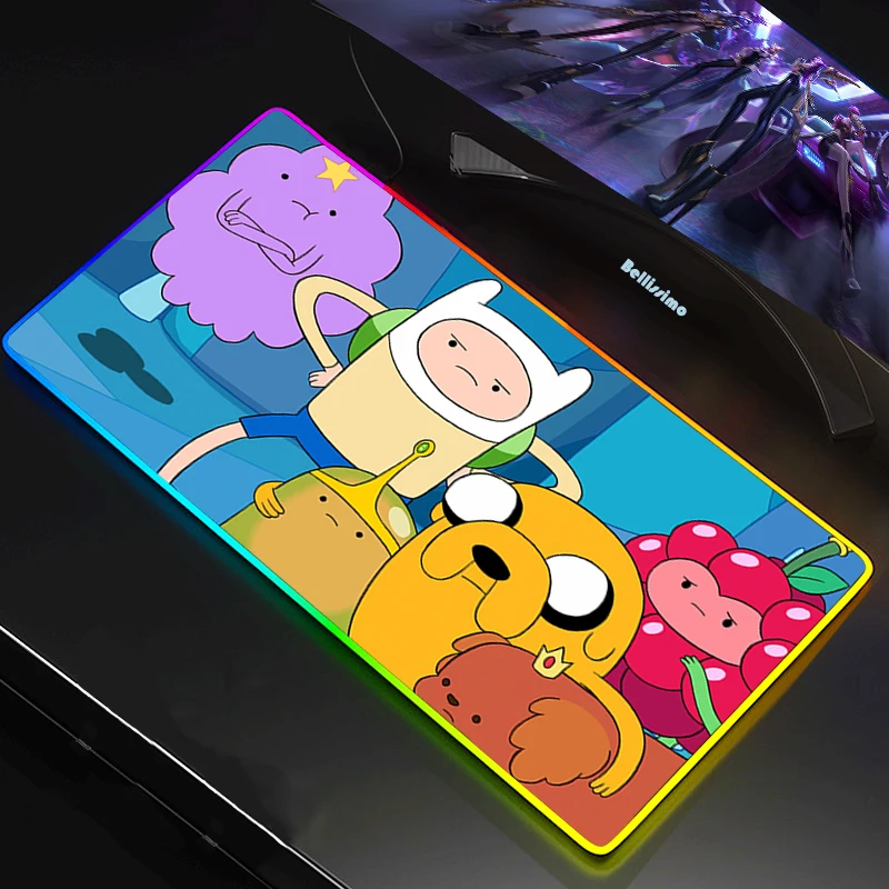 Светодиодный RGB коврик для мышки с аниме из мультфильма Время приключений