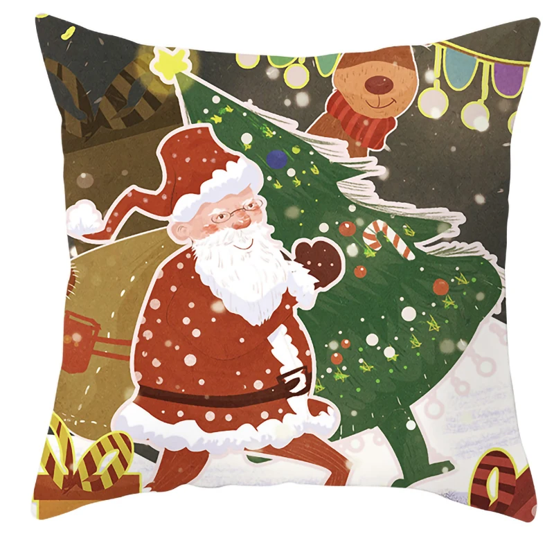 

Merry Christmas Cushion Cover Santa Claus Elk Christmas Decoration For Home pillows cover Sofa cover cushion Christmas gift