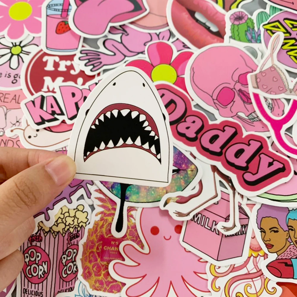 50 шт./упак. Kawaii милые розовые граффити наклейки для автомобиля ноутбук рюкзак из ПВХ дома Наклейка для телефона для велосипедов Водонепроницаемый переводная картинка