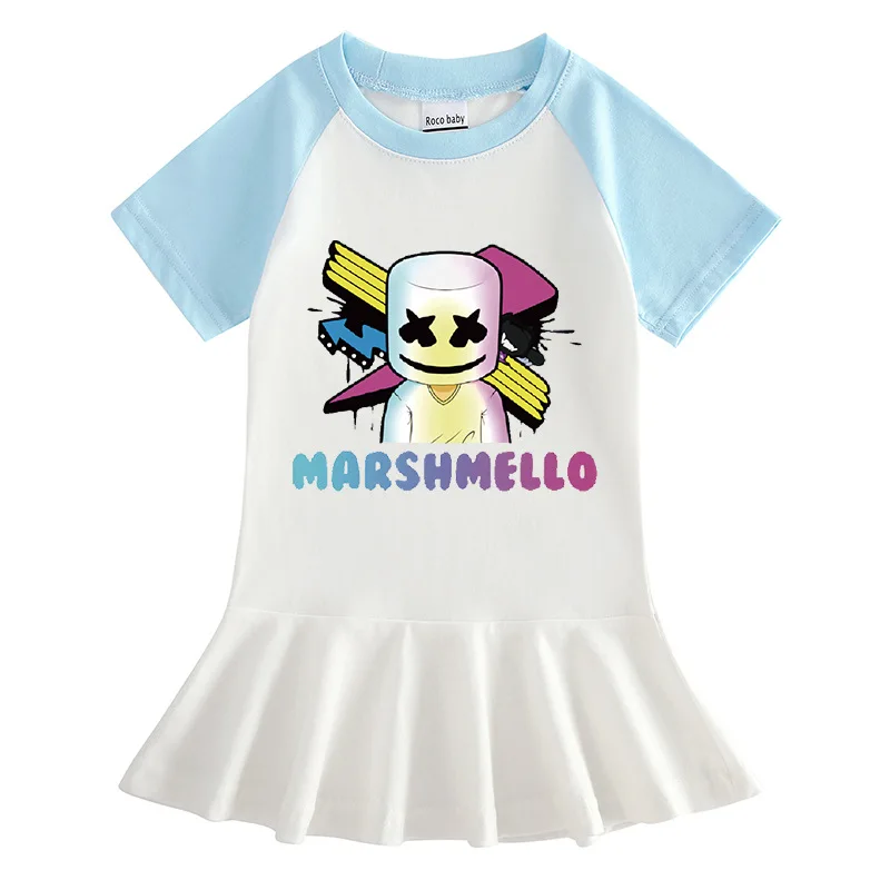 

Летние платья для детей, для девочек, футболка с короткими рукавами и изображением героев из мультфильмов, платье элегантный Вечернее плать...