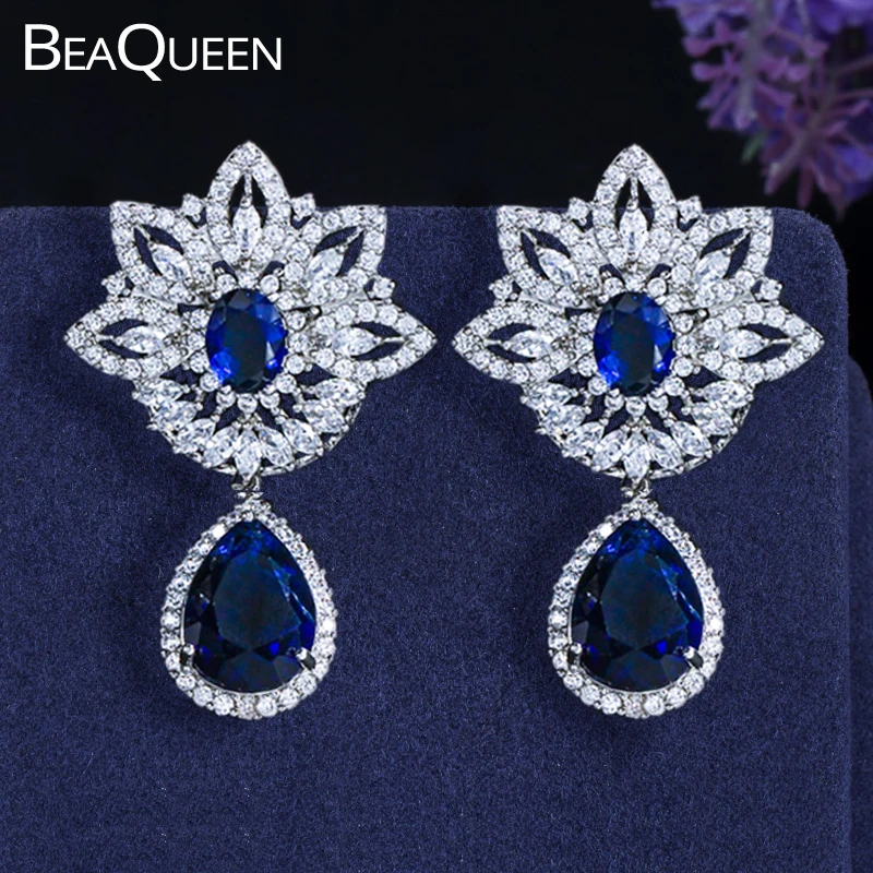 BeaQueen известный бренд королевский синий кубический циркон каплевидный Круглый CZ