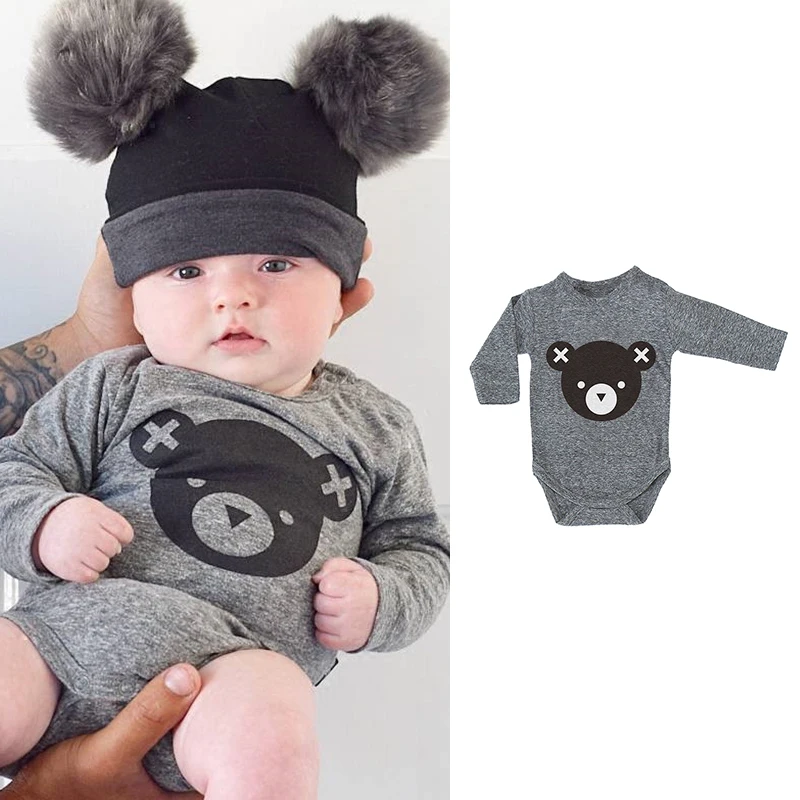 

Boys Cotton Bodysuits Cute Cartoon Bear Spring Autumn Baby Rompers Kids Children Jumpsuits