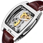 Часы-скелетоны мужские прозрачные механические с автоподзаводом, с кожаным ремешком