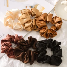 3.9 inch Women Silk Scrunchie Elastic Handmade Multicolor Hair Band Ponytail Holder Headband Hair Accessories Satin Hair Ties (2)