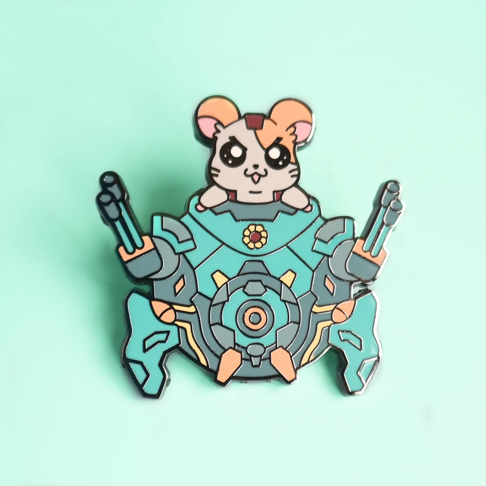 

Overwatchs Funny Hammonds Hamtaro Mash Up Hard Enamel Pin Fashion Cute Animal Hamster Brooch Shooting Game Fan Unique Gift