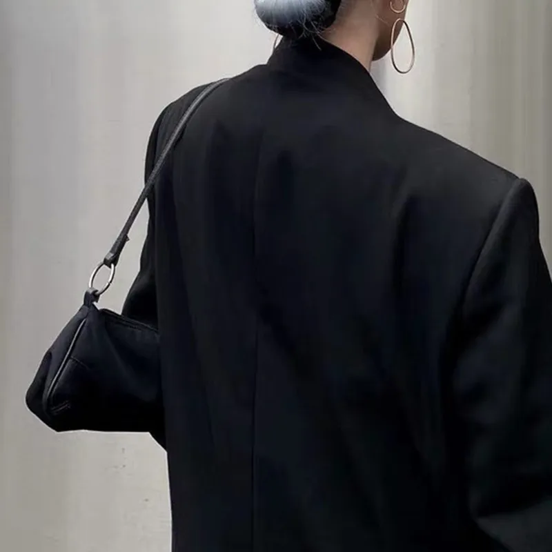 

2021 New Fashion Solid Color Lapel Blazer Women Elegant Vintage Casual Loose Temperament Coat Tide Women Jacket