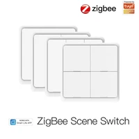 zigbee 3 0 wireless free sticker wall scene switch 4 gang scene button for app tuya smart life work with alexa google home