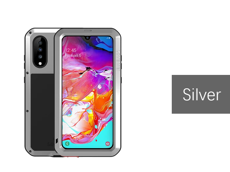 Серебристый Металлический Чехол Love Mei для samsung Galaxy A70, ударопрочный чехол для телефона samsung Galaxy A70 A705, Прочный чехол с защитой от падения - Цвет: Серебристый