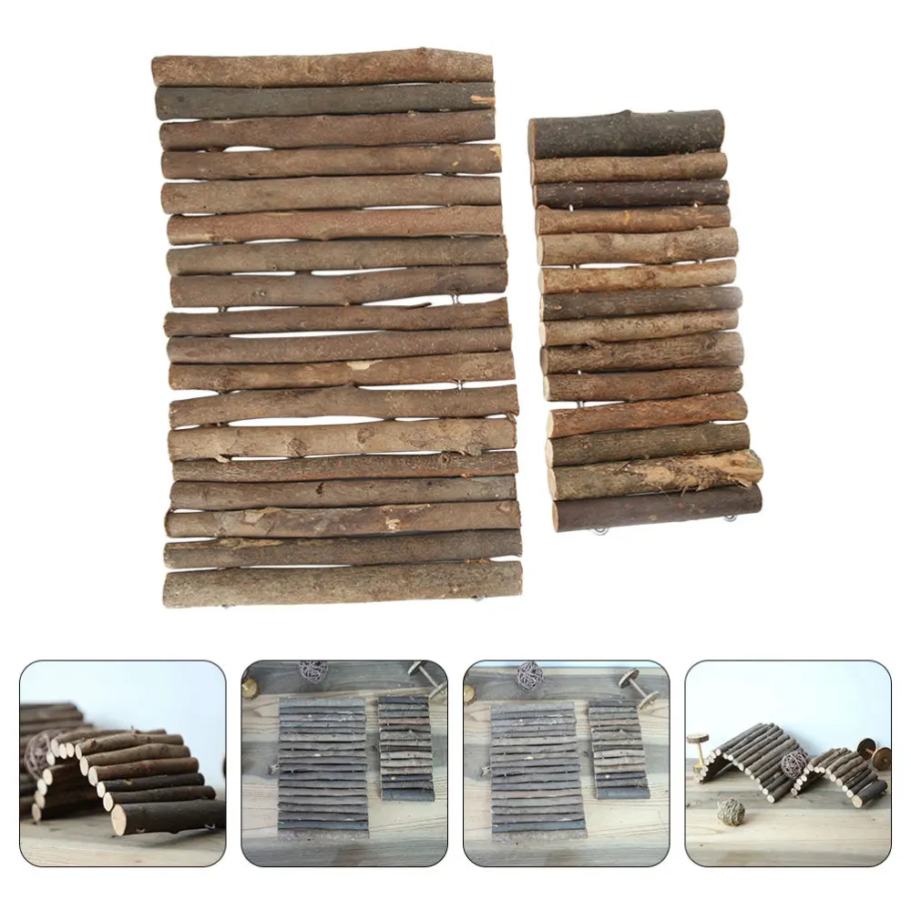 

2Pcs Durable Hamster Wood Bridges Small Pet Hideaway Climbing Chew