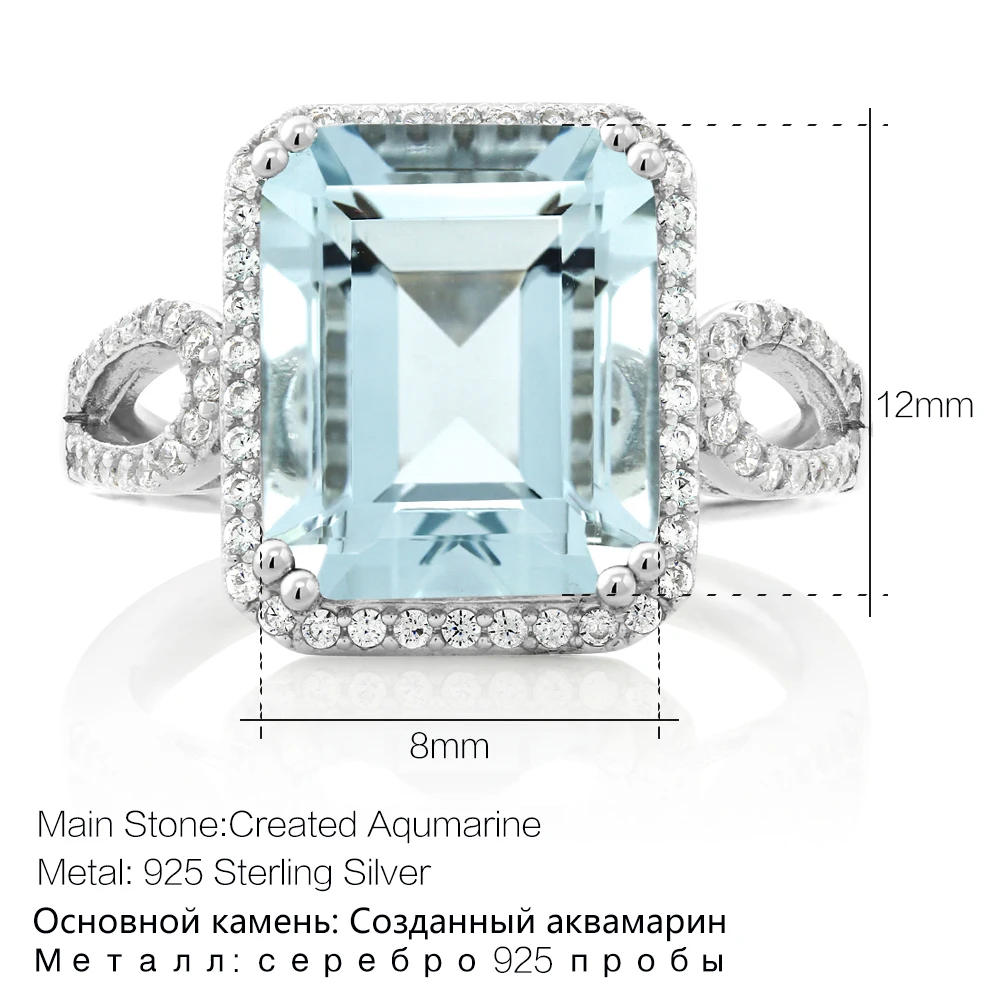 GemStoneKing 5,00 карат восьмиугольная огранка имитация аквамарина кольцо 925 пробы Серебряное античное Женское Обручальное Кольцо