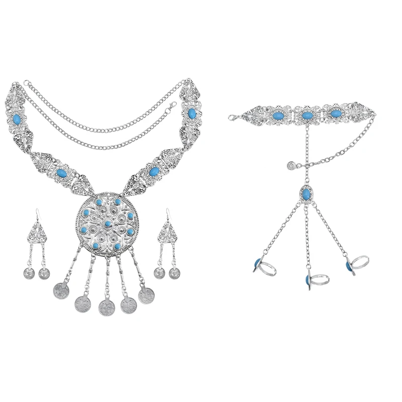 Женский винтажный комплект украшений в стиле бохо ожерелья браслеты и серьги с