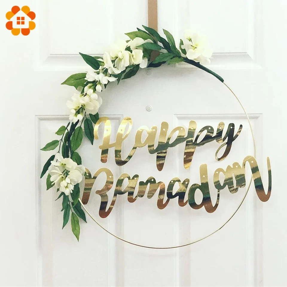 Eid Mubarak DIY искусственные цветы листья для Рамадана кареем мусульманские украшения