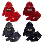 Весенние комплекты одежды для девочек, детский золотистый бархатный спортивный костюм, пальто с капюшоном и штаны для маленьких мальчиков, комплект детской спортивной одежды