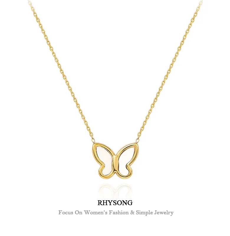 Rhysong ювелирные изделия Ретро белая ракушка бабочка женское ожерелье на цепочке