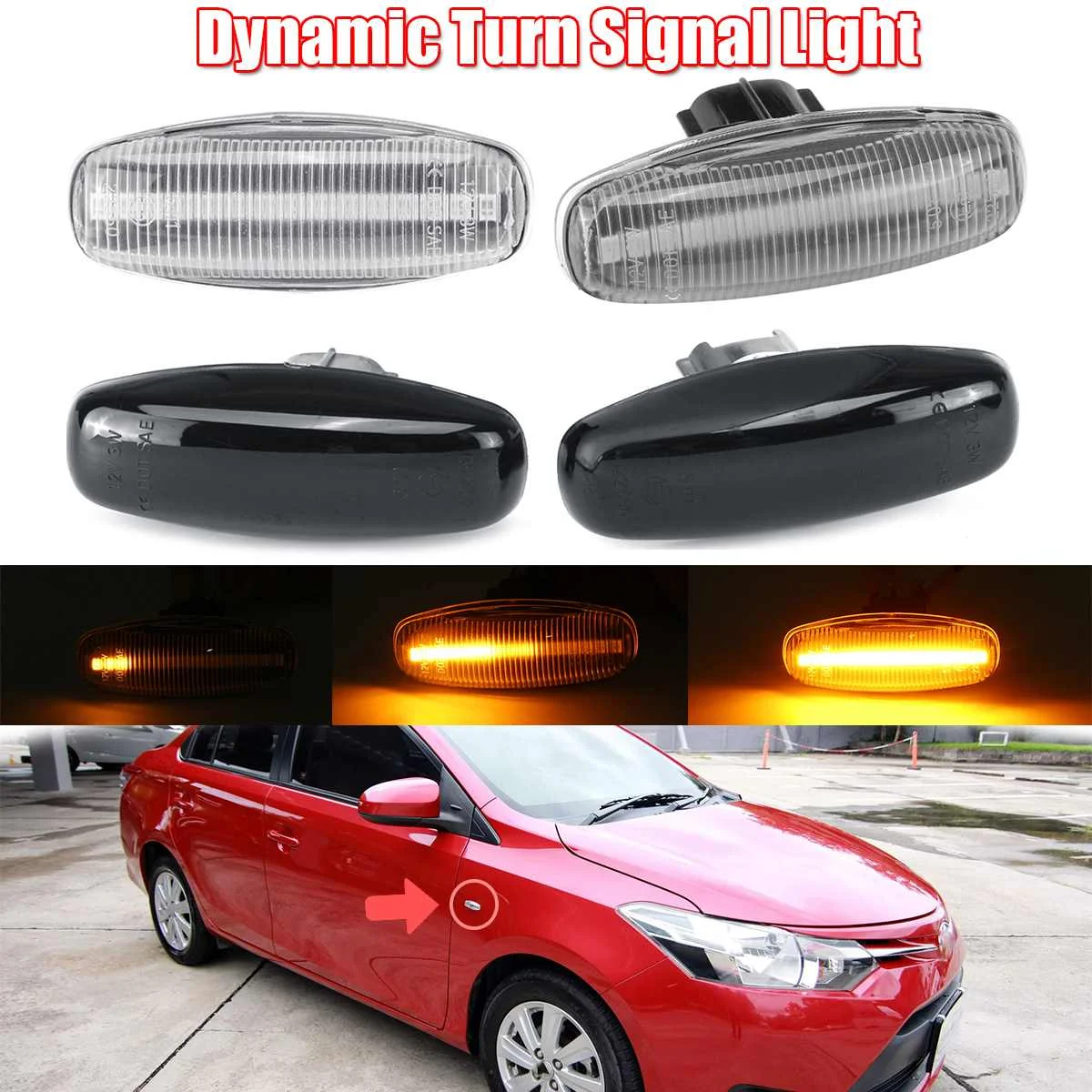 2 шт. светодиодный динамический боковые габаритные ретранслятор светильник