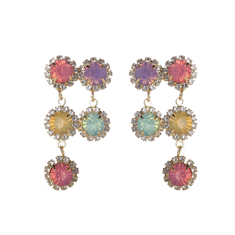 

Ztech Handmade Crystal Colorful Beads Drop Earrings For Women Girls Students Resin Tassel Dangle Earrings Summer Jewelry