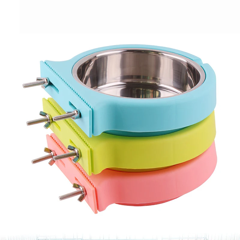 

2 in 1 Stainless Steel Pet Hanging Bowl Removable Dog Bowl for Crates Puppy Food Feeder Water Dish with Bolt Holder