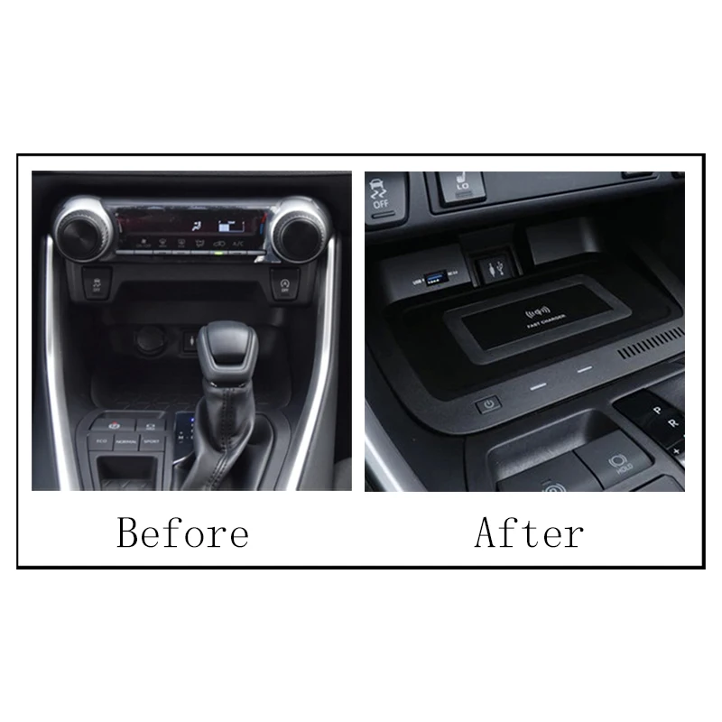 For Toyota RAV4 RAV 4 2019 2020 10W car QI wireless charger phone holder center console storage box charging plate |