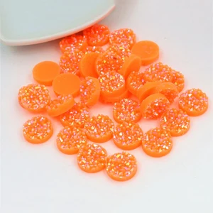 Новая мода 40 шт 8 мм 10 мм 12 мм оранжевый AB цвета натуральный Рудный стиль плоские задние кабошоны из смолы для браслета серьги аксессуары