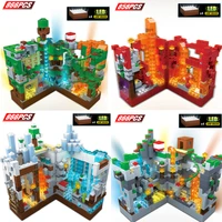 expert building blocks set mine cave zombie with light my world steve bricks toys for kids