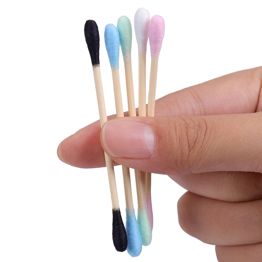 

200PC Double Head Cotton Swab Bamboo Sticks Cotton Swab Buds Comfortable And Skin-Friendly Cotton For Makeup Nose Ears Cleaning