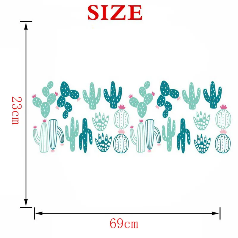 

Hot Sale Cactus Stickers Personalized Household Items Ins Green Wall Decoration PVC Graffiti Wall Stickers Self-adhesive