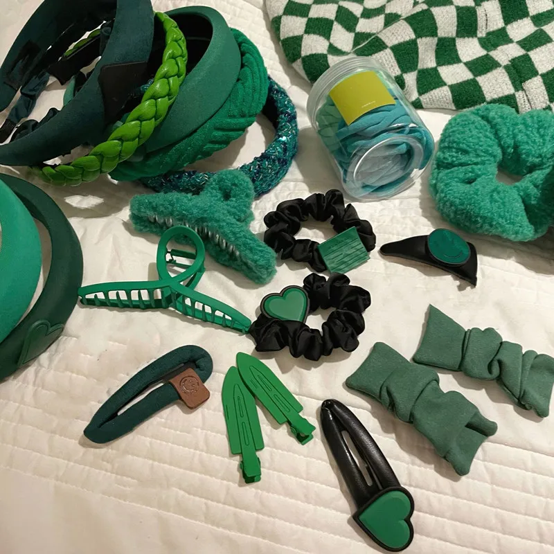 

Fashion Green Hair Bands Barrettes Hairpin Barrette Hair Clips For Women Girls Hair Accessories Hair Ties For Ponytail Headwear
