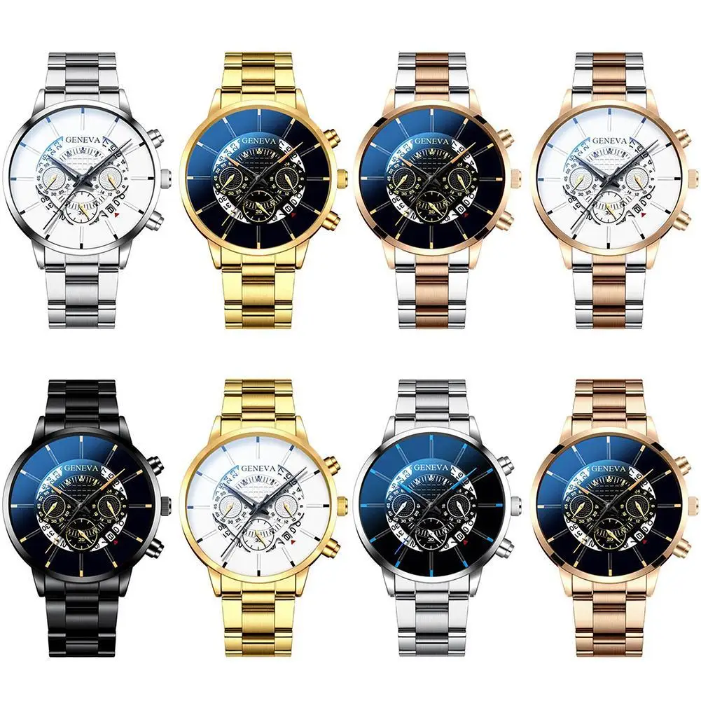 

Модные трендовые часы Женева, креативный календарь, новинка, часы с браслетом из сплава и стали, простые Роскошные умные часы для мужчин и же...