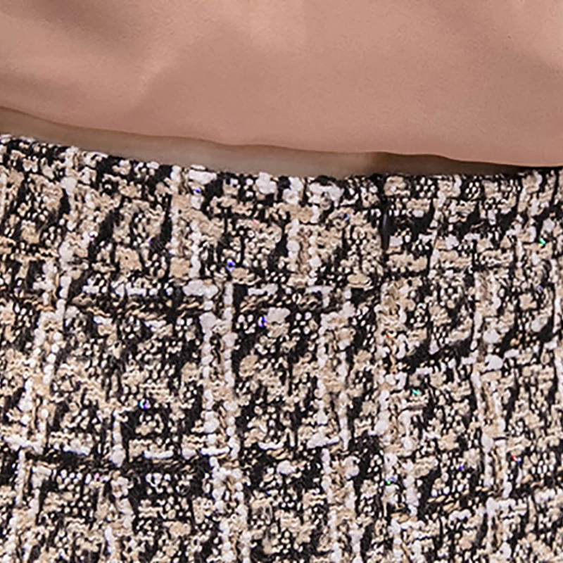 Клетчатая твидовая юбка на осень и зиму винтажная Женская мини с высокой талией