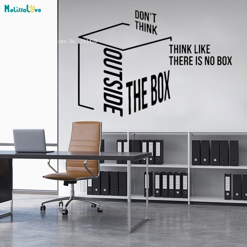 

Don't Think Outside The Box Vinyl Wall Decals Motivation Quote Office Idea Stickers Removable Word Murals YT4130