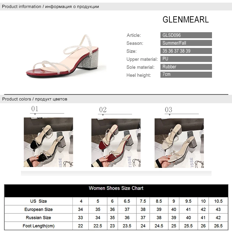 Женские сандалии Брендовая женская обувь Толстый каблук с кристаллами Сандалии