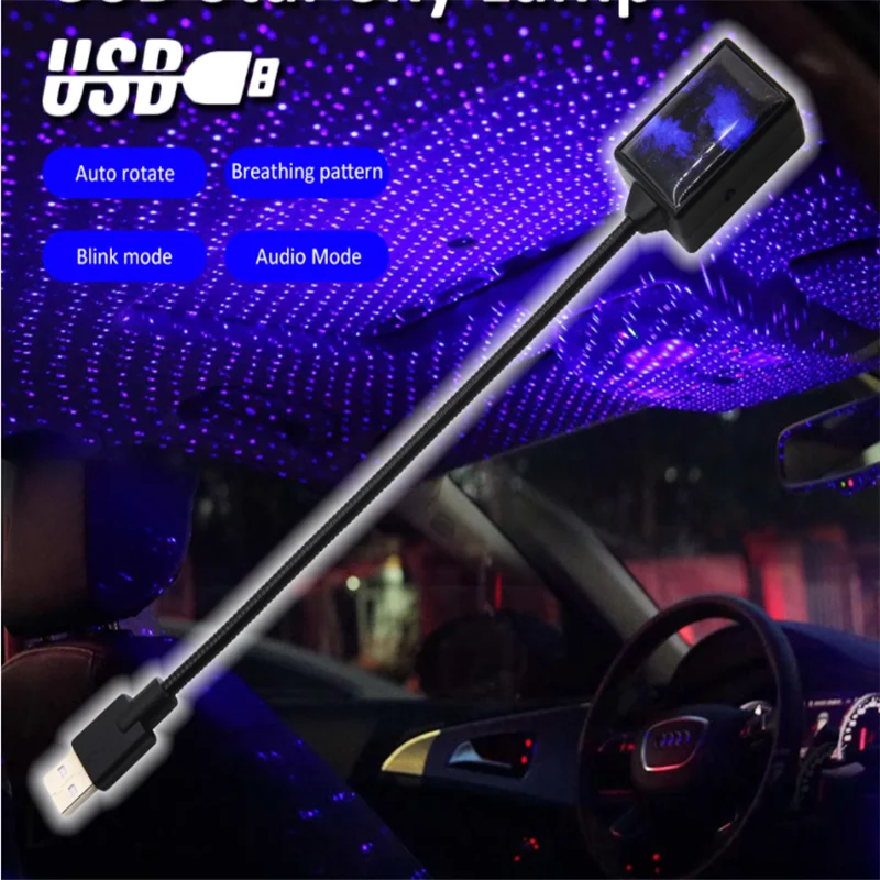 

USB Car Roof Star Light Interior Galaxy Starry Laser Auto Ambient Atmosphere Lamp Projector Decorative Night Home Decor Lights