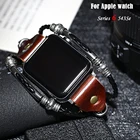 Ремешок кожаный для Apple Watch band 44 мм 38 мм 40 мм 42 мм, браслет ручной работы из воловьей кожи в ретро стиле, iWatch Series 7 6 5 4 3 Se 4145 мм