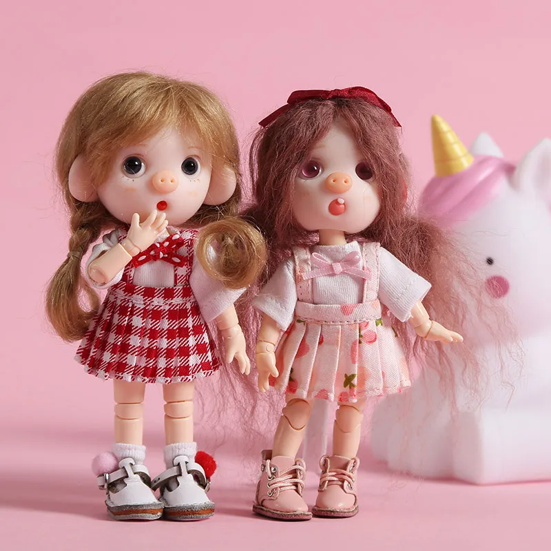 Кукла OB11 с ремешком и юбкой в складку Униформа полуюбкой 1/12 шарнирное платье для