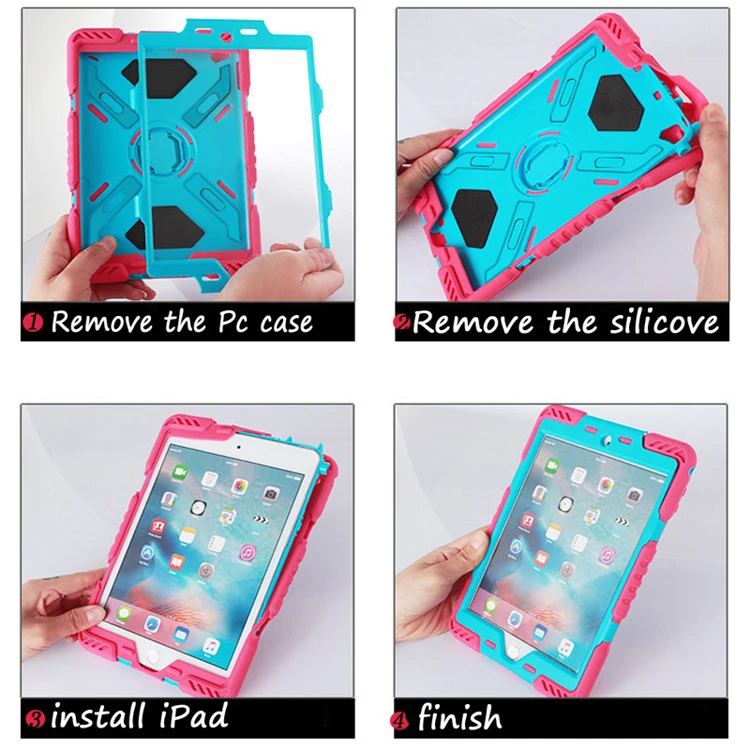Чехол PePkoo для iPad 9,7,,, силиконовый чехол из поликарбоната, детский чехол для планшета с поворотом на 360, противоударный боковой Вертикальный чехол-подставка A1893 A1822