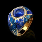 Модное позолоченное эмалированное красное синее кольцо с кристаллом и камнем в форме банта Женское Обручальное кольцо на палец элегантный подарок на день рождения модные ювелирные изделия