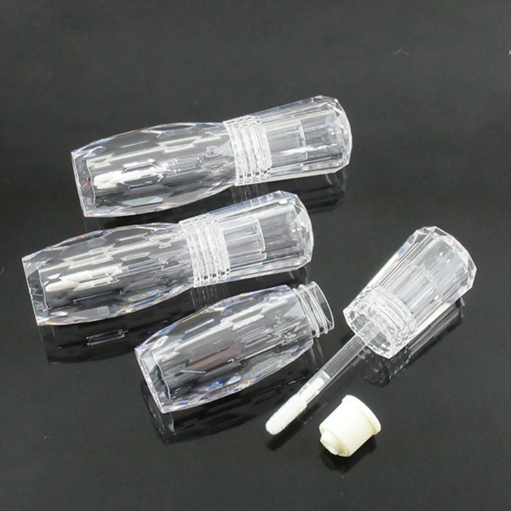

3Pcs 3ml Empty Lip Gloss Bottles Tube, Crystal Diamond Shape Refillable Lip Glaze Bottle, Clear Vials Container for DIY LIP