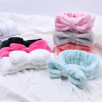 flannel cosmetic headbands soft bowknot elastic hair band hairlace for washing face shower spa makeup tools