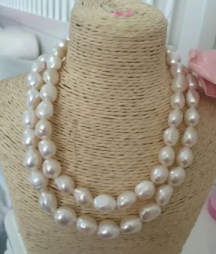 

Natural 2 Rows 9-10mm South Sea Baroque White Pearl Necklace 18-19"