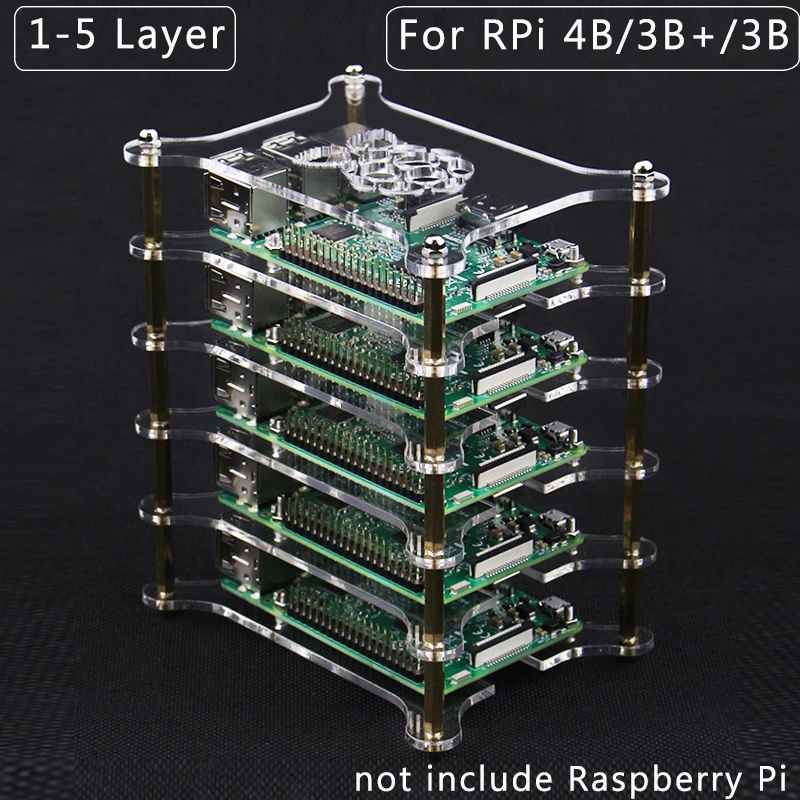 Акриловый чехол для Raspberry Pi 4 1 5 слоев прозрачная коробка многослойный Корпус