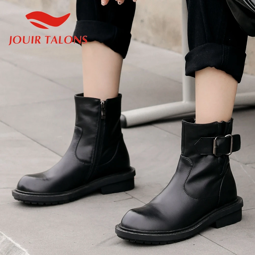 

JOUIR TALONS/распродажа; Женская обувь наивысшего качества; Однотонные женские ботильоны из коровьей кожи на низком каблуке с круглым носком и пр...