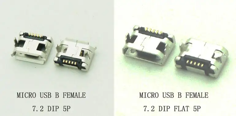 

1000PCS 7.2mm Micro USB 5pin DIP Female connector for mobile phone Mini USB jack PCB welding socket WARP/FLAT MOUTH