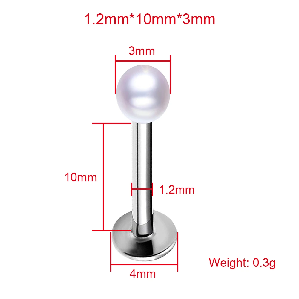 1 шт. женские Украшения для пирсинга искусственный жемчуг нос губы уши гвоздь