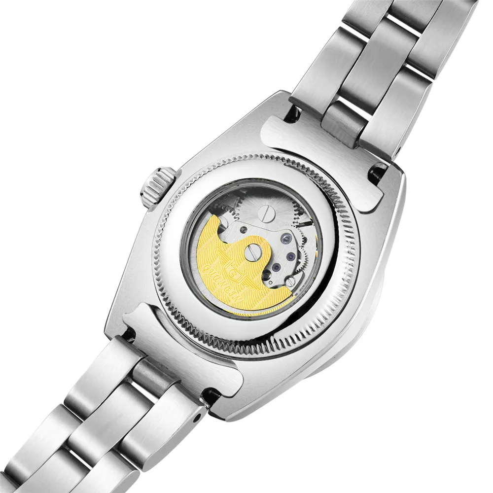 

Guanqin Luxury Couple Watches Golden Fashion Stainless Steel Lover Watch Automatic Mechanical Watch Women Men Clock Wristwatch