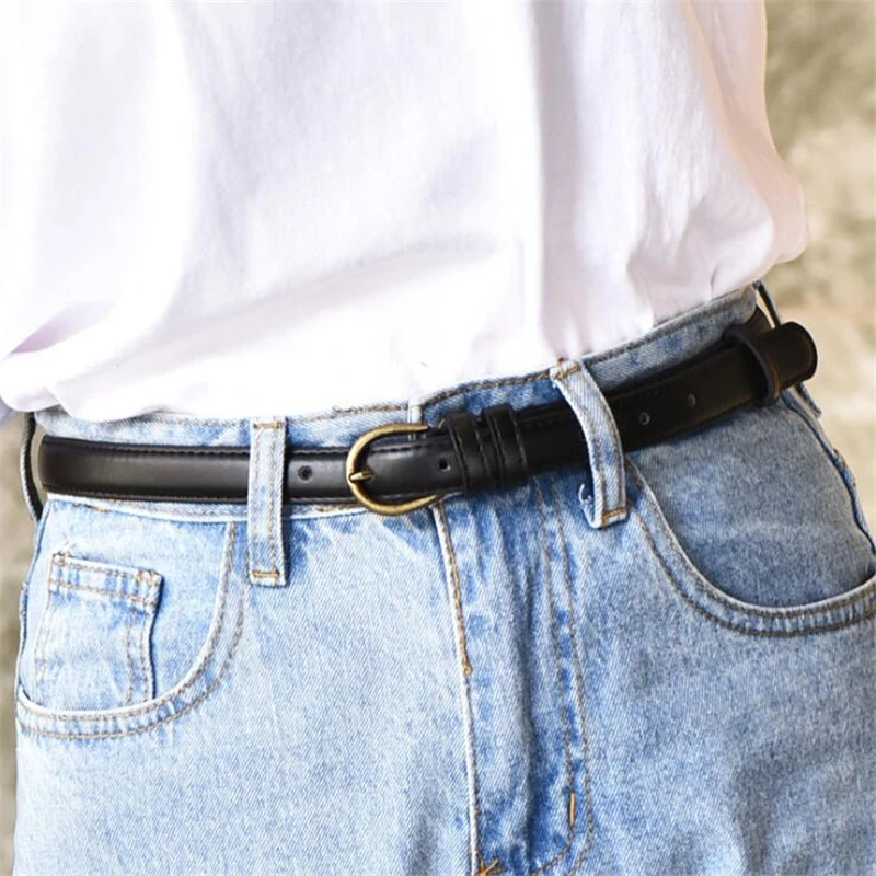 Корейская версия простого ремня женская Пряжка Золотая кнопка-застежка джинсы