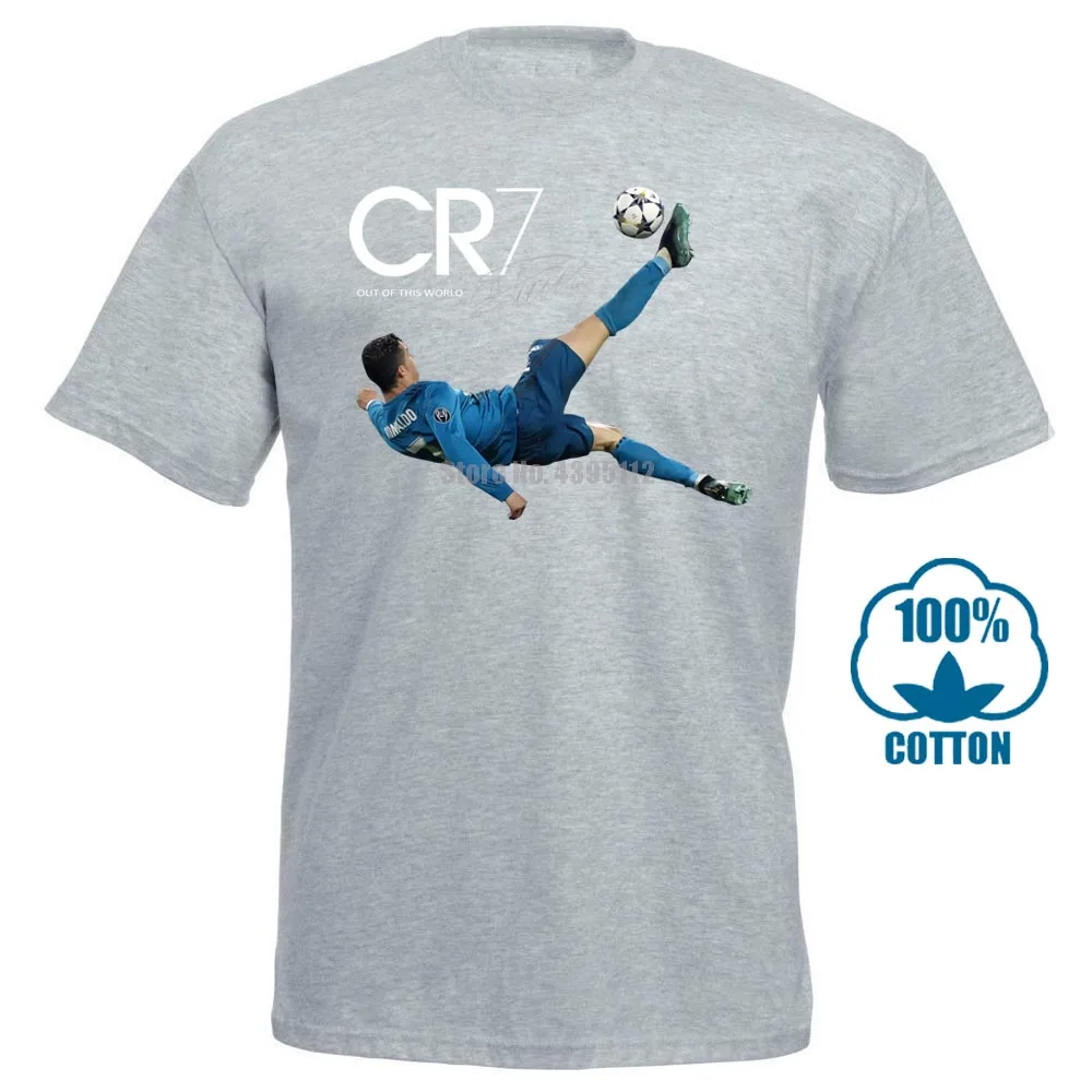 Gray Cr7 футболка с велосипедным ударом Криштиано Роналду для взрослых и детей, крутая Повседневная футболка с надписью «Pride» Новая модная мужская футболка унисекс 013096 - Color: Gray