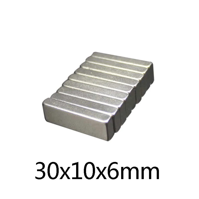 

20/50/100 PCS 30x10x6mm block Powerful N35 Magnets Super Sheet Permanent Magnetic Strong Neodymium Magnet 30*10*6mm