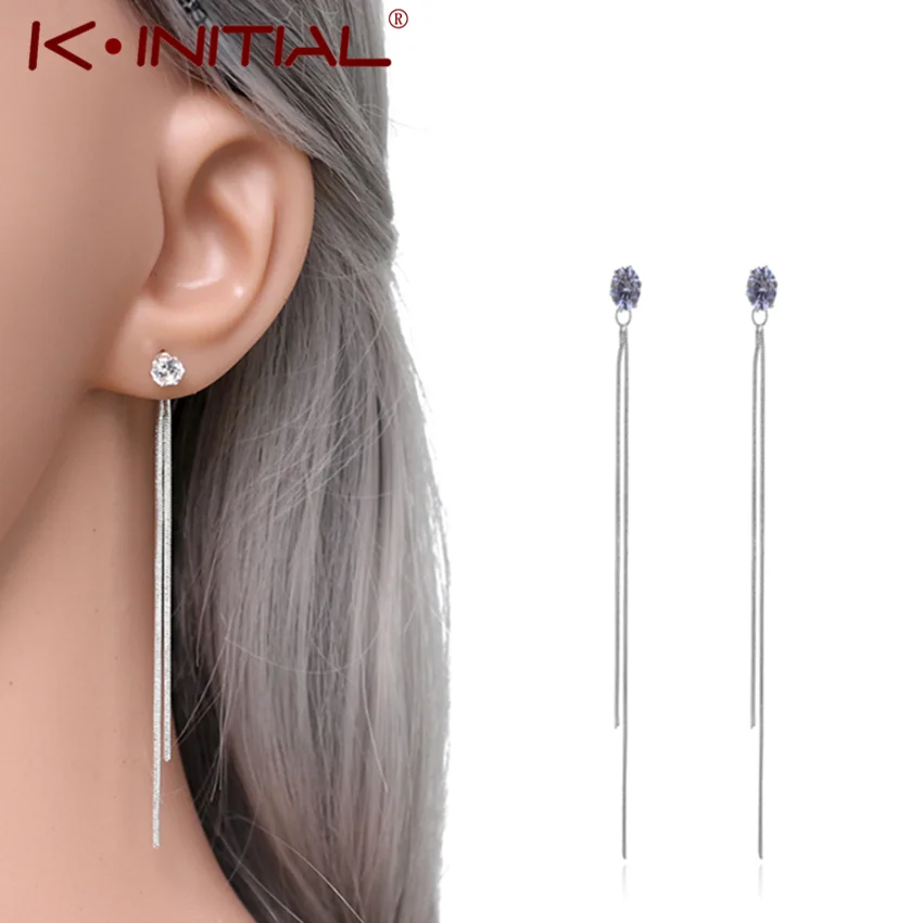 

Kinitial Fashion Tassel Dangle Hanging Gem Stone Zircon Pearl Long Drop Earrings for Women Statement Jewelry Brincos Bijoux Moon