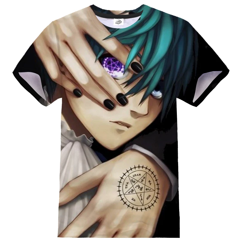 New Black Butler T-shirt Anime 3D Print Men Women Hip Hop Streetwear Sport Casual Tshirt Fashion O-Neck Short Sleeve Shirt Tops | Мужская