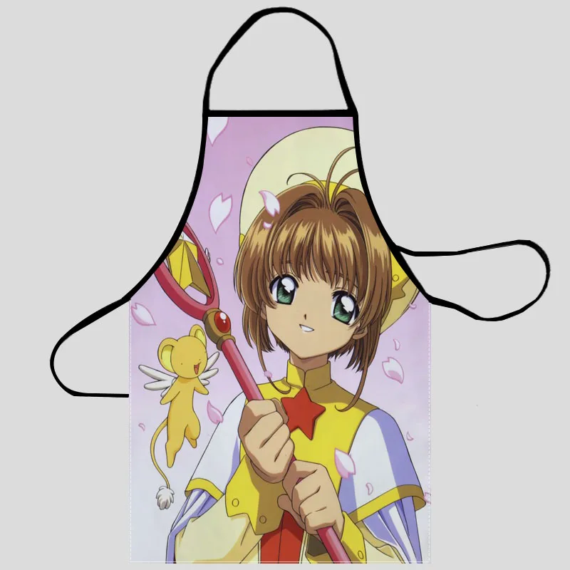 

Cardcaptor узор с Сакурой фартук из Оксфордской ткани для мужчин и женщин, мужские Нагрудники, домашние фартуки для готовки, выпечки, уборки, кухо...